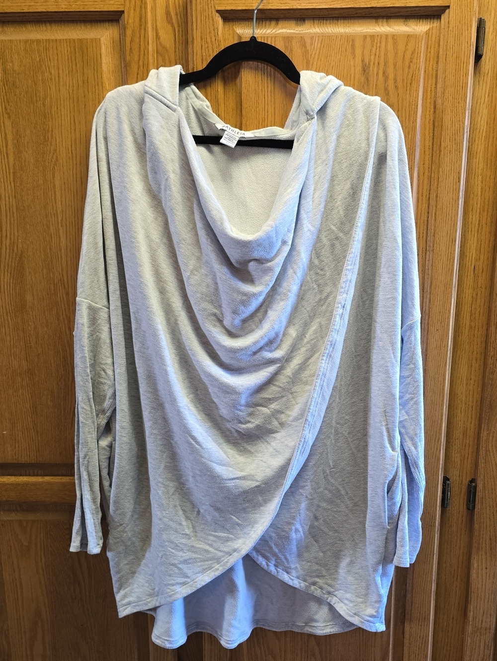 ATHLETA Light Grey Heather Purana Wrap Hoodie Sweatshirt, Size XL